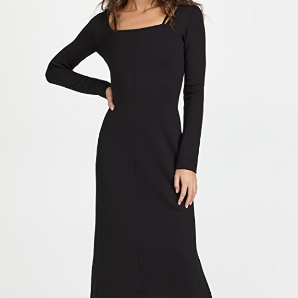 NWT Proenza Schouler White Label Compact Jersey Squareneck Midi Dress Black Sz M